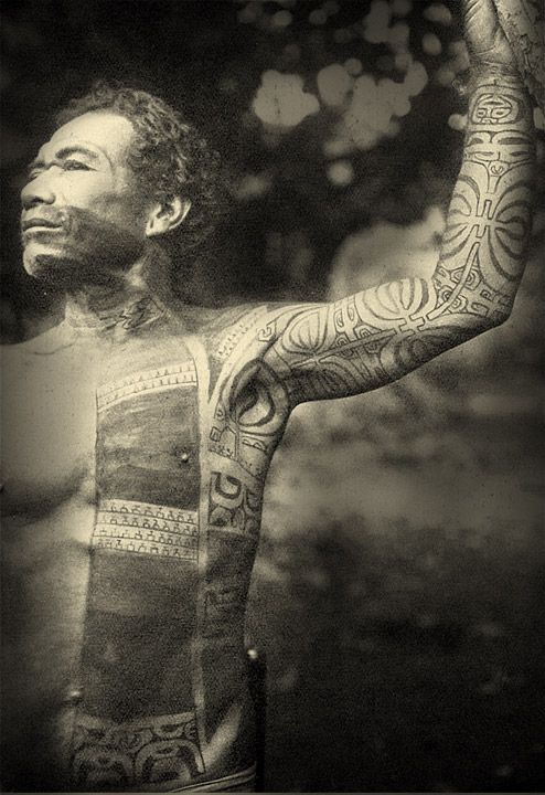 Ipu tattooed on a Marquesan man Ipu tattooed on a Marquesan man