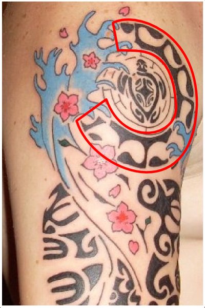 Half sleeve Polynesian Japanese tattoo