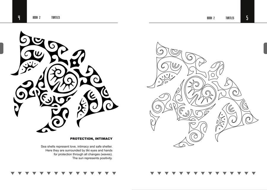 Polynesian turtle tattoo design flash - big